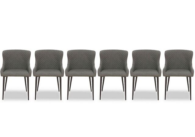 Hanoi Set of 6 Faux Leather Dining Chairs - Slate Grey