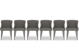 Hanoi Set of 6 Faux Leather Dining Chairs - Slate Grey