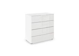 Rauch - Haven 80cm 4 Drawer Chest with Glass Top and Front - Alpine White