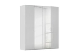 Rauch - Formes 4 Door Bifold Glass Wardrobe with 2 Mirror Doors - Silk Grey/Silk Grey Front