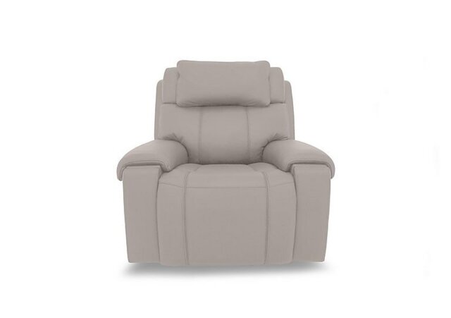 World of Leather - Hollywood Leather Power Recliner Chair with Power Headrest and Storage Arms - Silver Grey