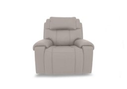 World of Leather - Hollywood Leather Power Recliner Chair with Power Headrest and Storage Arms - Silver Grey
