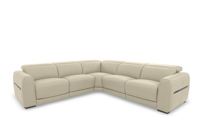 World of Leather - Edison Large Leather Power Recliner Corner Sofa with Power Headrests and Lights - Bisque