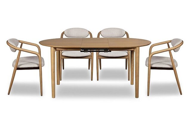 G Plan - Winchester Oval Extending Dining Table with 4 Dining Arm Chairs