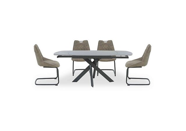 Warrior Grey Swivel Extending Dining Table with 4 Cantilever Chairs - Grey