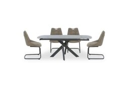 Warrior Grey Swivel Extending Dining Table with 4 Cantilever Chairs - Grey