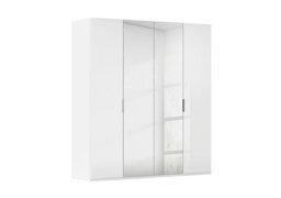 Rauch - Formes 4 Door Bifold Glass Wardrobe with 2 Mirror Doors - White/White Front