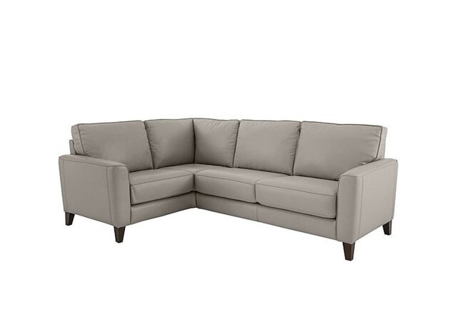 World of Leather - Brondby Small BV NC Leather Left Hand Facing Corner Sofa - Silver Grey
