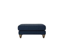 The Lounge Co. - Bronwyn Fabric Footstool With Walnut Feet - Damson Jam