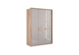 Wiemann - Hong Kong 3 Door Hinged Wardrobe with Glass Doors - Pebble Grey