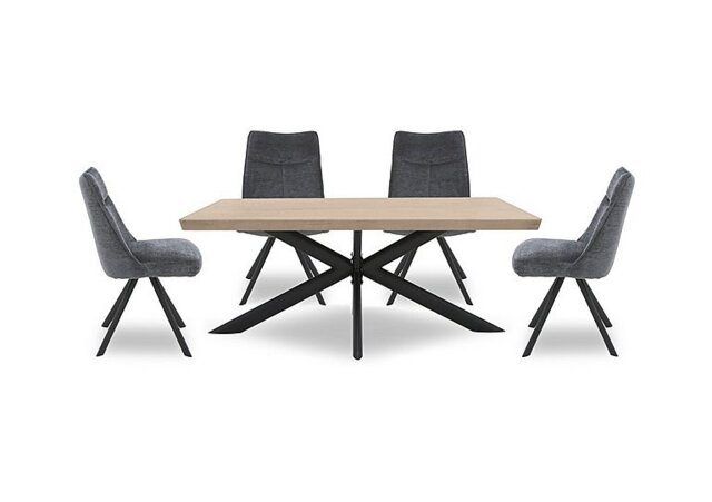 Bodahl - Athena 160cm Compact Soft Edge Dining Table and 4 Swivel Chairs