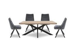 Bodahl - Athena 160cm Compact Soft Edge Dining Table and 4 Swivel Chairs