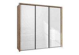 Wiemann - Dallas 235cm 3 Door Sliding Glass Wardrobe - Bianco Oak and White