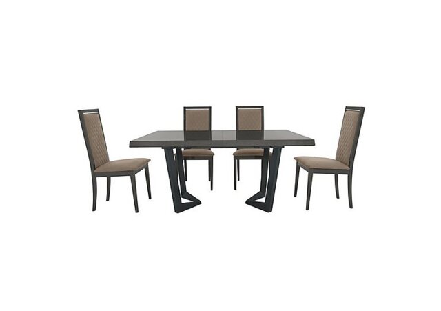 Palazzo 160cm Extending Dining Table in Silver Birch with 4 Rombi Chairs - Aquos Taupe