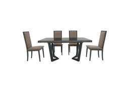 Palazzo 160cm Extending Dining Table in Silver Birch with 4 Rombi Chairs - Aquos Taupe
