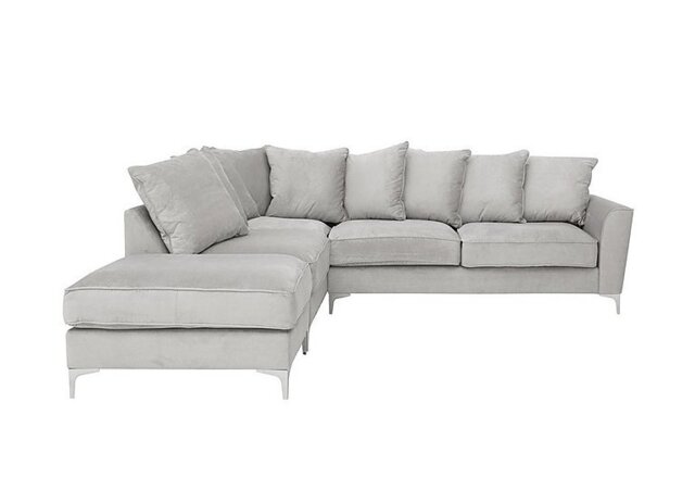 Legend Scatter Back Fabric Left Hand Facing Corner Sofa with Light Feet - Kingston Silver