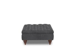 Columbus Fabric Large Storage Footstool with Wooden Feet - Manhattan Charcoal