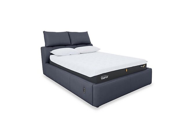World of Leather - Tyrell Leather Electric Ottoman Bed Frame - King Size - BV Ocean Blue
