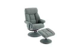 Bruges Fabric Swivel Chair and Footstool - Lisbon Teal