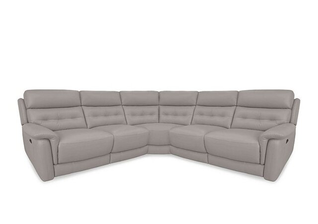 World of Leather - Springer BV Leather Large Power Recliner Corner Sofa - Silver Grey