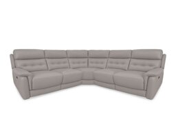 World of Leather - Springer BV Leather Large Power Recliner Corner Sofa - Silver Grey