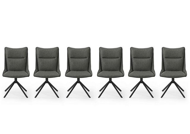 Catalina Set of 6 Swivel Dining Chairs - Dark Grey