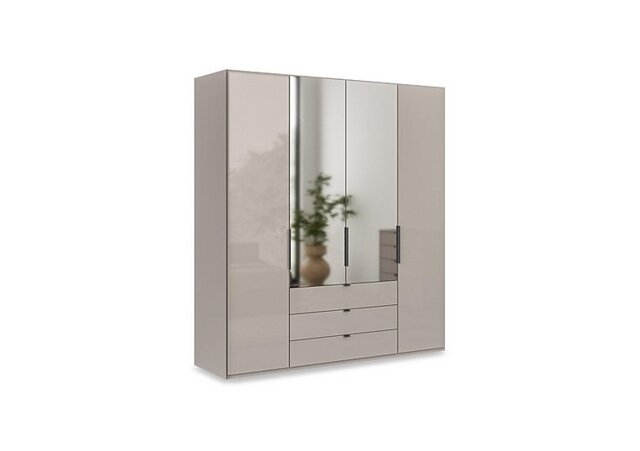 Wiemann - Amara 200cm 4 Door Bifold Combi Wardrobe with 2 Mirror Doors, 2 Glass Doors and 3 Glass Drawers - Pebble Grey
