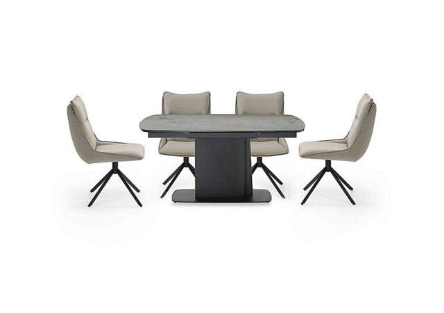 Catalina Small Extending Dining Table and 4 Swivel Chairs - Taupe