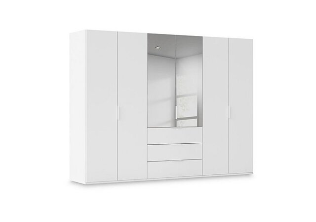 Rauch - Haven 301cm 6 Door Combi Décor Wardrobe with 4 Décor Doors and 2 Mirror Doors - Alpine White
