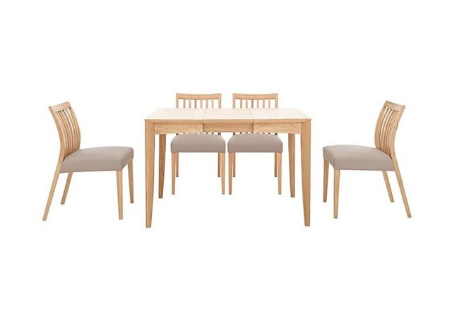 Duplex Small Extending Dining Table with 4 Low Slatted-Back Chairs - Grey