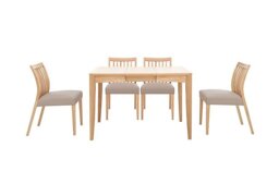 Duplex Small Extending Dining Table with 4 Low Slatted-Back Chairs - Grey
