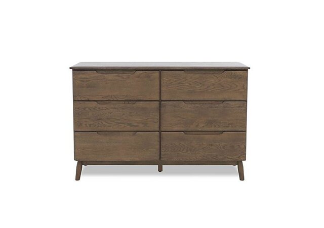 Stockholm 6 Drawer Wide Chest - Dark Oak
