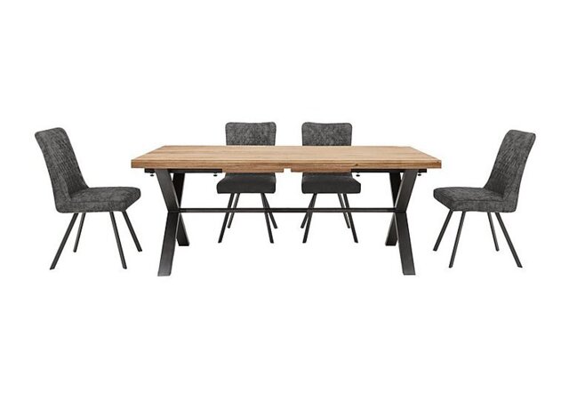 Earth Large Dining Table and 4 Chairs - 190-cm - Graphite