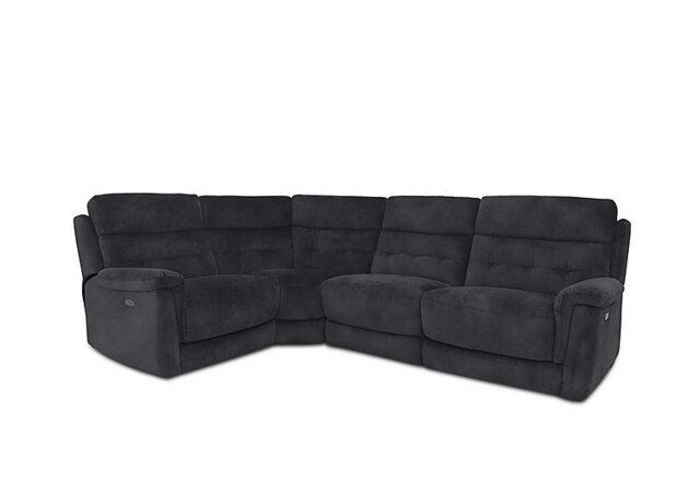 Springer Fabric Left Hand Facing Corner Sofa with Power Recliner - Charcoal
