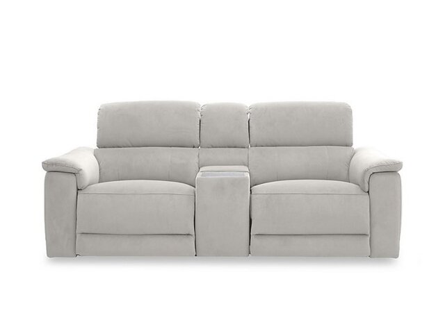 Genius Fabric 2 Seater Power Recliner Media Sofa with Power Headrest, Power Lumbar and Heated Seats - Lead Grey - Sofas and Armchairs - In Time for Christmas