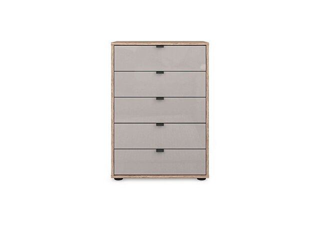 Wiemann - Hong Kong 60cm 5 Drawer Chest with Glass Drawers - Pebble Grey