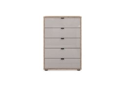 Wiemann - Hong Kong 60cm 5 Drawer Chest with Glass Drawers - Pebble Grey