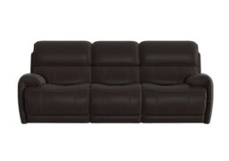 World of Leather - Link 3 Seater Leather Power Recliner Sofa with Power Headrests - Dark Chocolate