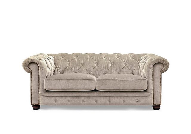 At The Helm - Shackleton 3 Seater Fabric Chesterfield Sofa - Barley
