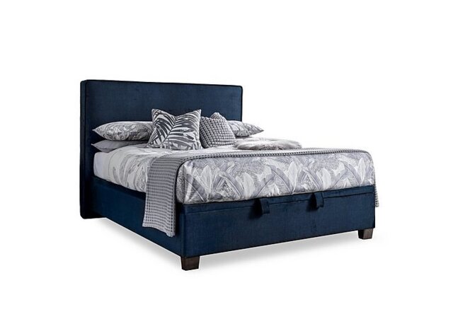 Malt End Lift Ottoman Bed Frame - Double - Blue Velvet