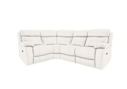 World of Leather - Moreno Small BV Leather Manual Recliner Left Hand Facing Corner Sofa - BV Star White