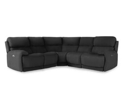 World of Leather - Link NC Leather Large Power Recliner Corner Sofa with Power Headrests - Black