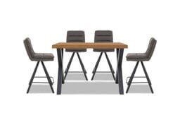 Bodahl - Hades 140cm Straight Edge Table with X Shaped Legs and 4 Njord Anthracite Fabric Swivel Bar Stools