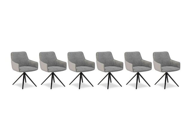 Jose Set of 6 Swivel Dining Arm Chairs - Stone - In Time for Christmas