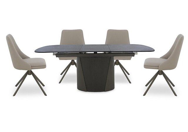 Icon Bronze Extending Dining Table and 4 Icon Chairs with Bronze Legs - 160-cm
