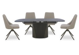 Icon Bronze Extending Dining Table and 4 Icon Chairs with Bronze Legs - 160-cm