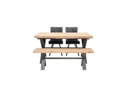 Earth Small Dining Table With Bench and 2 Chairs