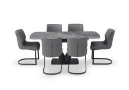 Cupra Pop Up Extending Dining Table and 6 Chairs - 140-cm - Charcoal