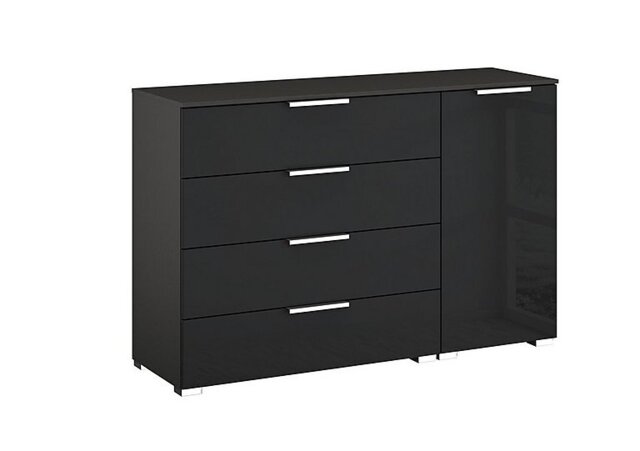 Rauch - Formes Glass 4 Drawer 1 Door Chest - Graphite/Basalt Front