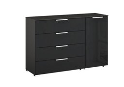 Rauch - Formes Glass 4 Drawer 1 Door Chest - Graphite/Basalt Front